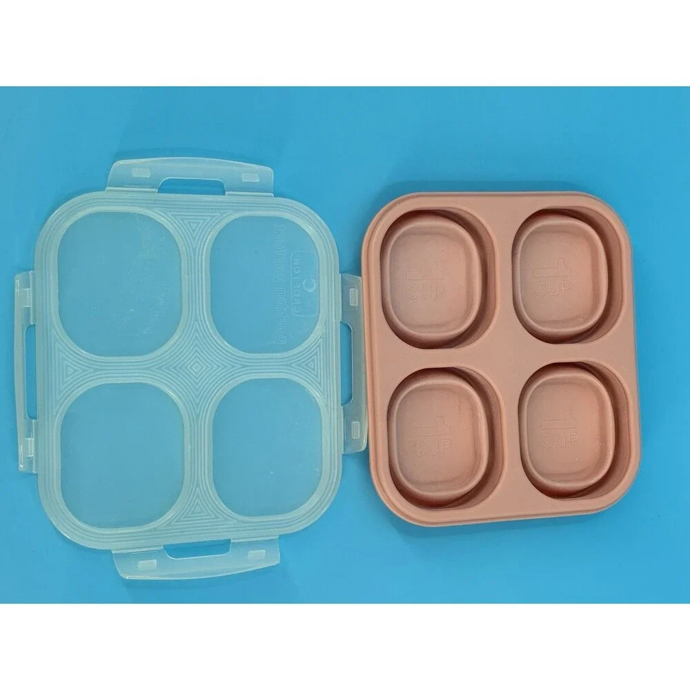 Crofton Portion Perfect Collapsible Meal Kit 3 & 4 Compartment Pink Set of 2
